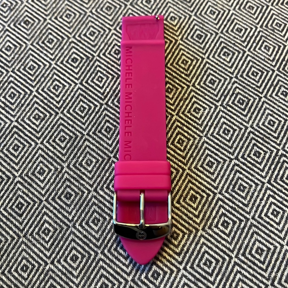 Michele pink rubber watch band